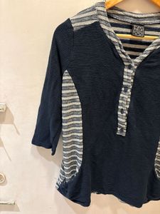 Striped Three Quarter Sleeve Top