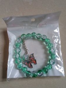 Green Beaded Butterfly Bracelet