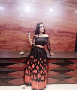 Floral Black Midi Skirt