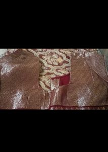 Burgundy &amp; Gold Embroidered Fabric