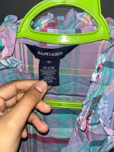 🌸 Ralph Lauren Pastel Ruffle Plaid Top