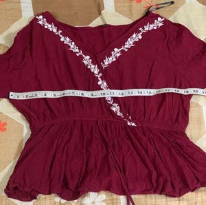 Maroon Embroidered Top