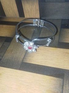 Silver Tone Floral Bangle