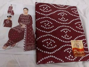 Orange Bandhani Dress Material