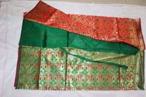 Silk Blend Saree - Green & Red