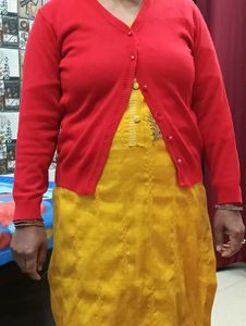 Red Button-Down Cardigan