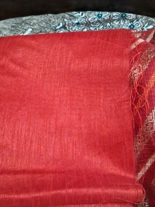 Like New Cotton  Blend  Saree With  Blouse Piece