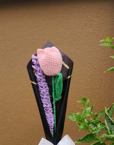 Crochet Lavender Stick With Tulip Flower
