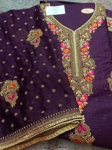 Purple Wedding Wear Suit Material