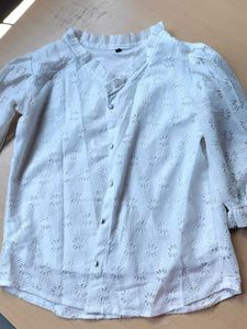 Lace Detail White Blouse