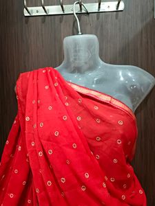 Red Stone Work Saree