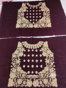 Maroon Velvet Lehenga Choli Dupatta
