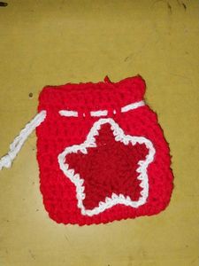 Red Star Crochet Pouch