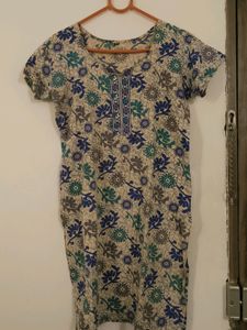 Straight Kurta With Blue Green Prints