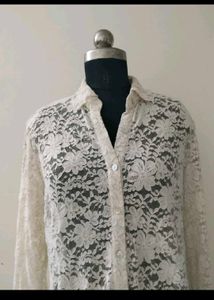 Lace Button-Up plus size Top