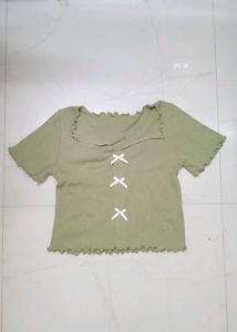 Cute Green Ribbon Top