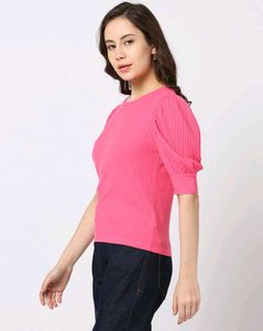 Pink Puff Sleeve Top