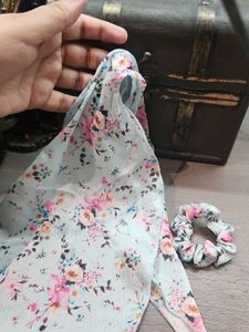 Handmade Floral Hair Scarf Scrunchie