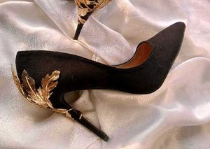 Embellished High Heels Satin Court Heel in Black