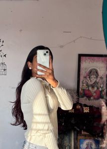 Ribbed Knit white Top