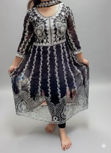 Black & White Embroidered Anarkali