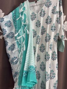 White Printed Kurta Set