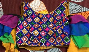 Embroidered Indian Blouse with Mirror Detail