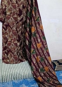 Maroon & Maple Leaf Kurta With Dupatta