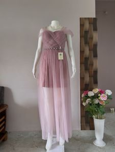 Pink Gown With Stone Studded Waistline