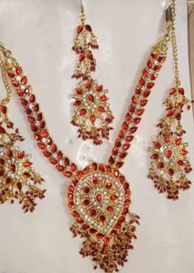 Red &amp; Gold Indian Bridal Jewelry Set
