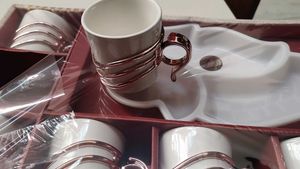 Elegant Tea Set with Leaf-Shaped Tray