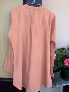 Peach Cotton Kurta - Long Sleeves