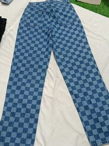H&amp;M Checkerboard Slit Jeans