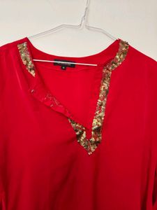 Red Sequin Embroidery Tunic