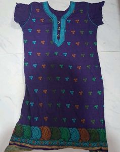 Purple Embroidered Kurta