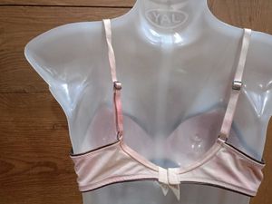 Soft Peach Padded Bra With Bow Detail
