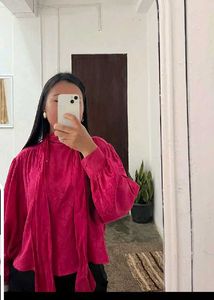 Pink Tie-Neck Top