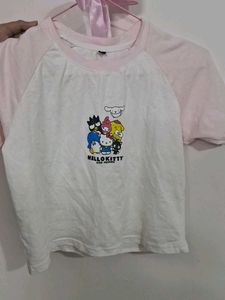 Baby Pink And White Sanrio Crop Top
