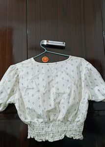 Cute Korean aesthetic white cropped top