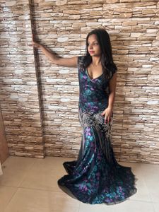 Floral Sequin Evening Gown