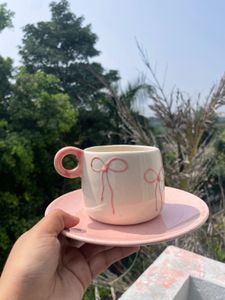 Pink Bow Mug &amp; Saucer Set