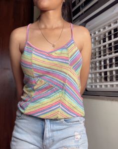 Multicolour Cross Lace Cami Top