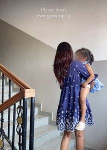 Blue Embroidered Mini Dress