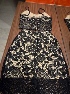 Black Co-ord set lace cutout 28&#34; Petite