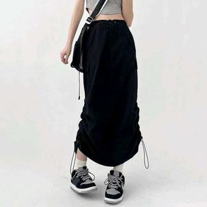 Black Cargo Parachute Skirt