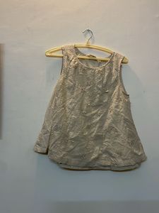 New Cream Sleeveless Top For Ladies