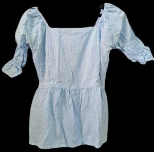 Blue Cotton Peplum Top