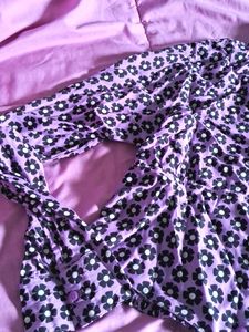 Flower Printed Purple Shirt , Cropped