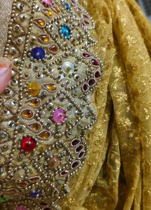 Golden Embellished Saree with blouse ✨💗