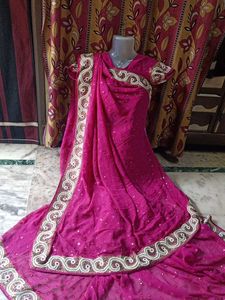 Pink Embellished Saree